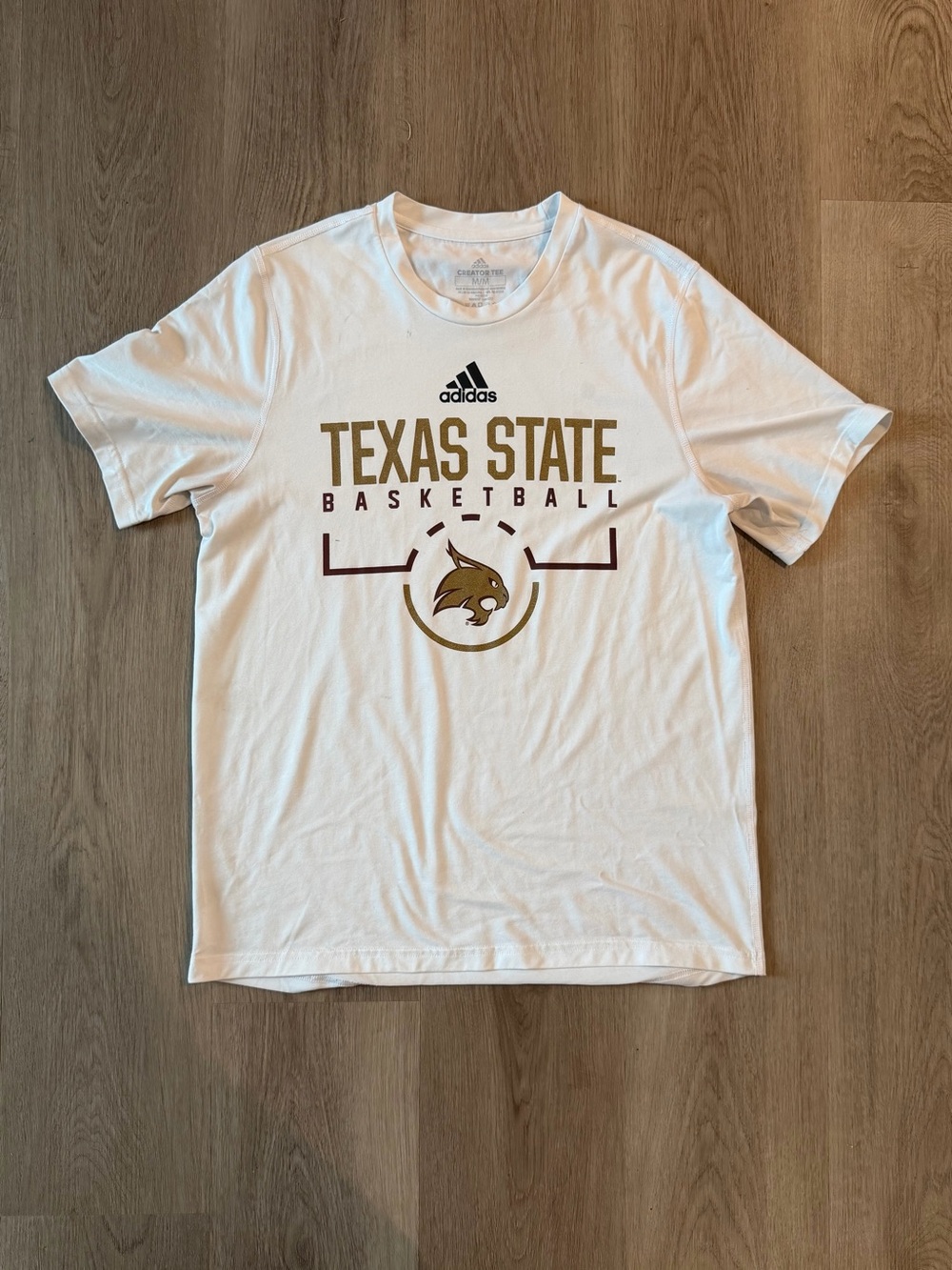 adidas White Texas State Basketball Graphic Tee
